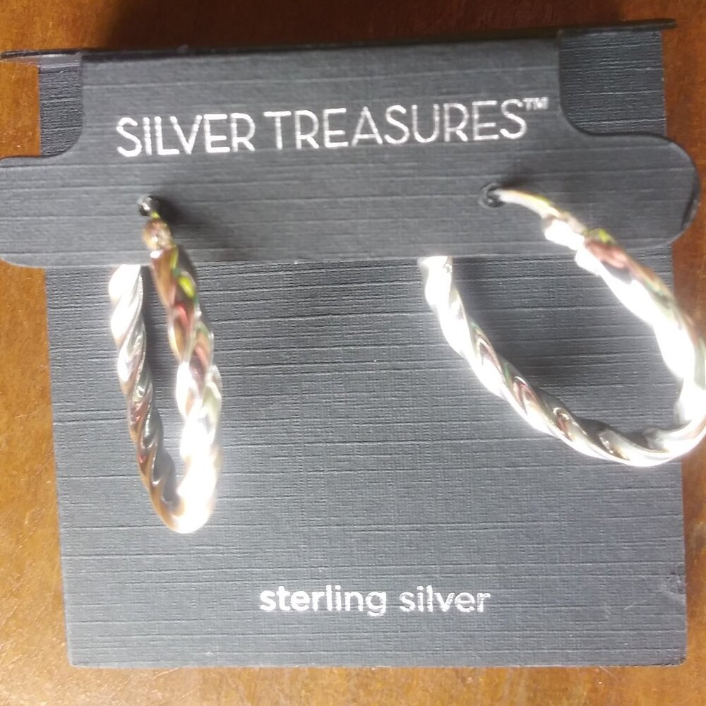 Silver Treasures Sterling Silver Twisted Hoop Earrings